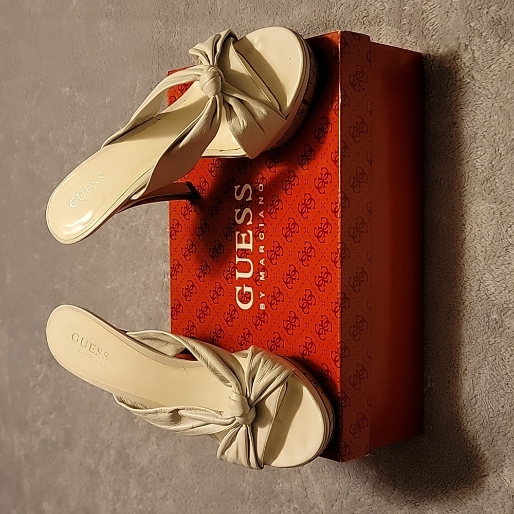 Guess White Leather Heels